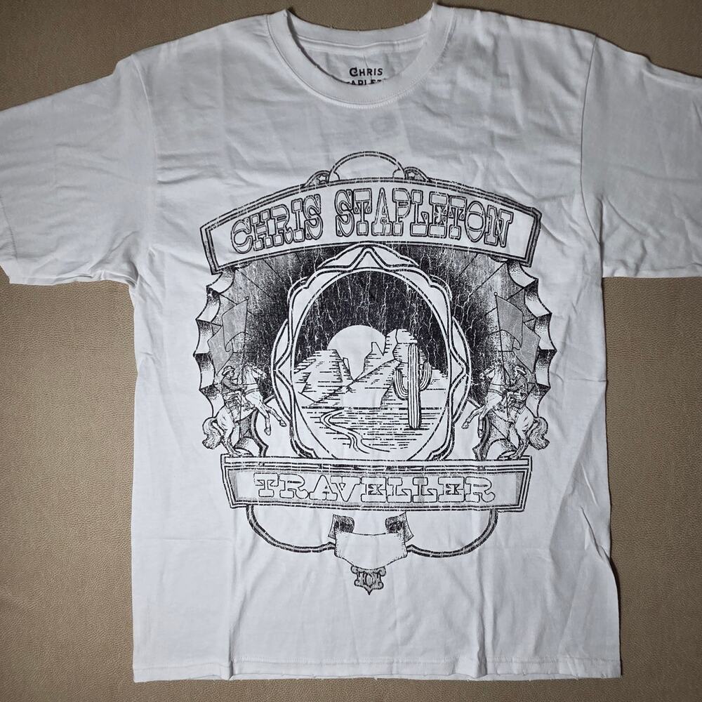 NWT Chris Stapleton Traveller Distressed Graphic T-Shirt White Size Medium